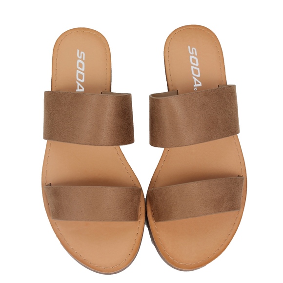 Size 1 Light Tan Double Strap Flat 